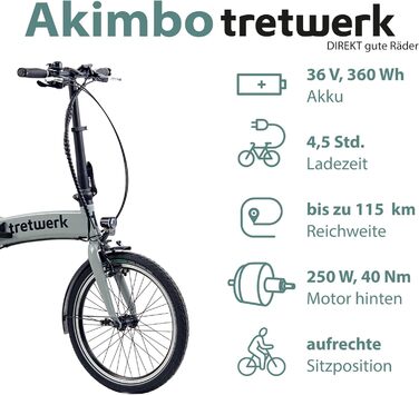 Електровелосипед Akimbo - 8-шв. Shimano, 250 Вт, сірий, 20