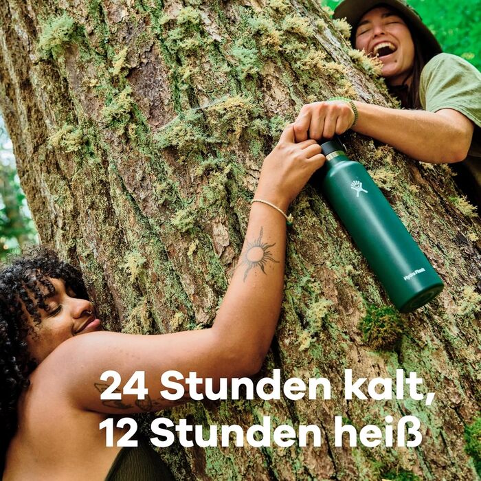 Термос-бутилка HYDRO FLASK Standard Mouth 621 мл із нержавіючої сталі, ізольована спортивна пляшка з герметичною кришкою Flex та ремінцем, придатна для посудомийної машини, Moonshadow