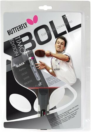 Ракетка для настільного тенісу Butterfly Timo Boll Black 85030 Ракетка для настільного тенісу Ракетка для професійних змагань для технічно просунутих гравців Сертифікована ITTF гума Wakaba анатомічна форма ручки (одинарна ракетка)