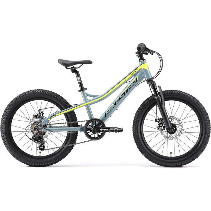 Велосипед BIKESTAR Alu 20, 6-9 років, 7-шв. Shimano, дискові гальма, сірий/жовтий