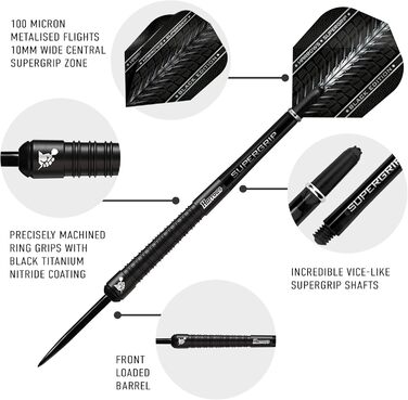 Борони SUPERGRIP Black Edition Dartset 90 Вольфрам, 28г з валами та польотами