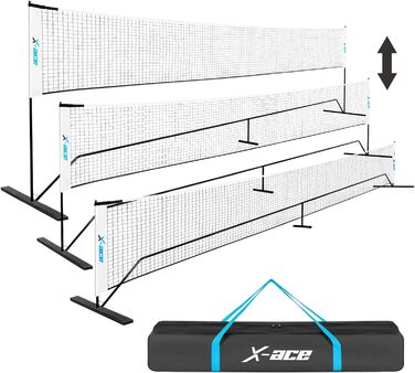 Портативна сітка для бадмінтону X-ACE 20 футів - регульована по висоті сітка для бадмінтону для тенісу, футболу, тенісу та піклболу - міцна конструкція та проста установка в саду та на відкритому повітрі