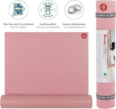 Килимок для йоги Bodhi Rishikesh Premium 60, рожевий, антиковзкий, екологічний, для йоги та пілатесу, OEKO-TEX 100, вироблено в Німеччині