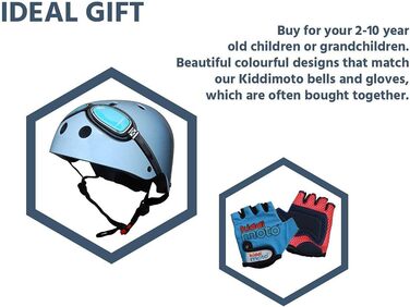 Дитячий велосипедний шолом Kiddimoto Goggle Pilot M, 53-58 см, синій, для дітей 5-12 років