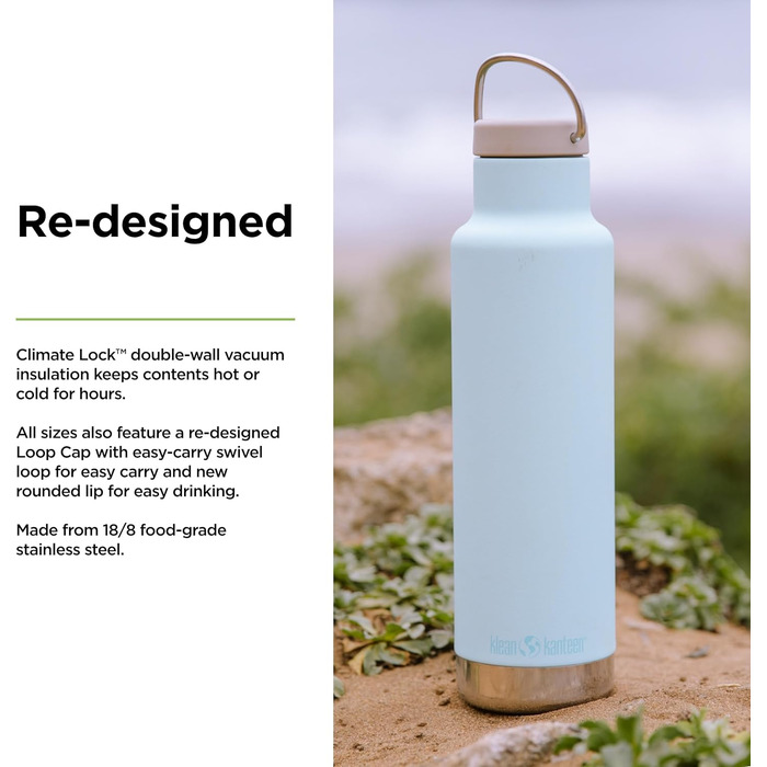 Термобутилка Klean Kanteen Classic з петлевою кришкою, синя, універсальна