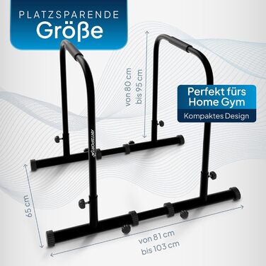 Dip Station - Push Up Bar до 500 кг - Регульована, Black