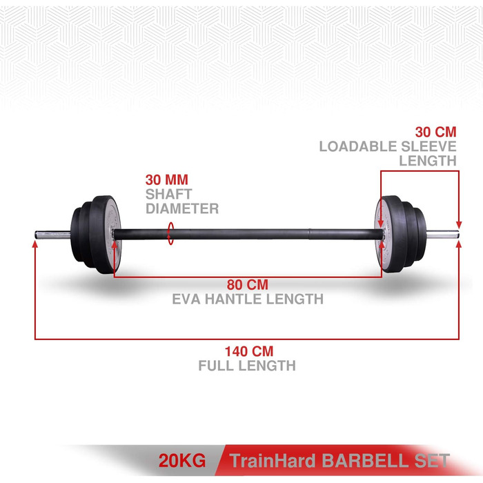 Набір гантелей TrainHard 20 кг зі штангами, пластинами, захистом шиї