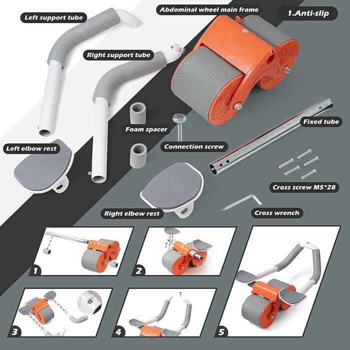 Ролик для черевного преса з опорою для ліктів, тренажер для вправ для живота, тренажер для зміцнення ядра, фітнес, тренування преса, ролик для живота, автоматичний відскік, ролик для живота для основних тренувань, фітнес, 2024