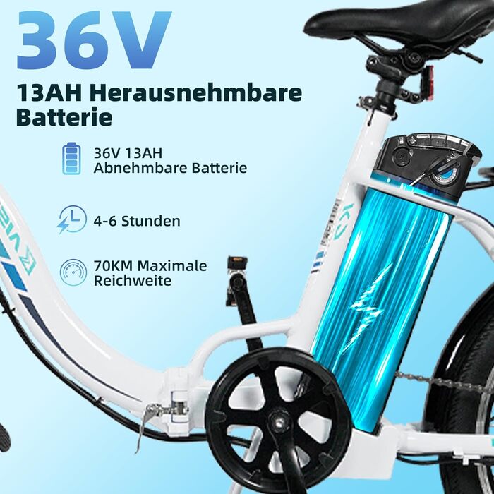 Велосипед KAISDA 20 E-Bike 250 Вт, 36 В 13 Ач, до 100 км, 7-швидкісний