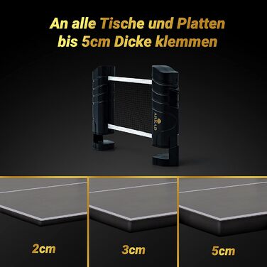 Сітка для настільного тенісу Arkad 225 см Найдовша сітка для настільного тенісу Стабільна та надійна Сітка для настільного тенісу для будь-якого столу Сітка для настільного тенісу на відкритому повітрі та в приміщенні Аксесуари для настільного тенісу