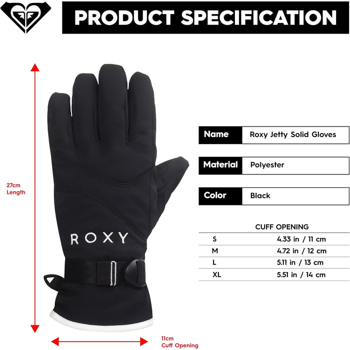 Жіночі рукавички Roxy Jetty Solid Insulated L True Black (Kvj0)