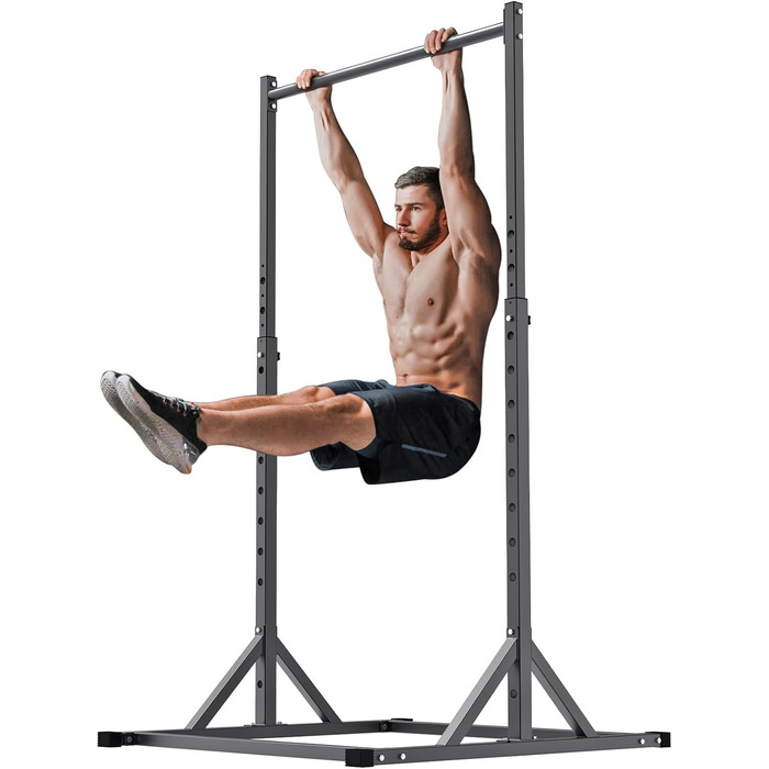 Окремостояча силова вежа SELEWARE Pull-Up Bar - з регульованою силовою стійкою Dip Station на 2 x 2 дюйми та 1 дюйм Домашній тренажерний зал місткістю 226,8 кг (чорний, зі станцією занурення)