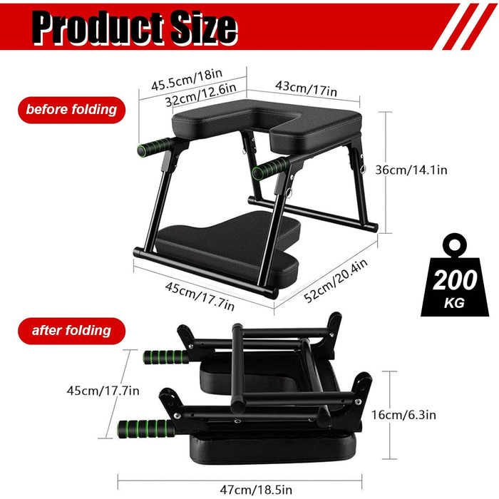 Крісло для йоги Стійка на голові, складна стійка для йоги, стійка на голові Feetup - вантажопідйомність 200 кг, стійка на голові з металевим каркасом для сім'ї, знімає втому