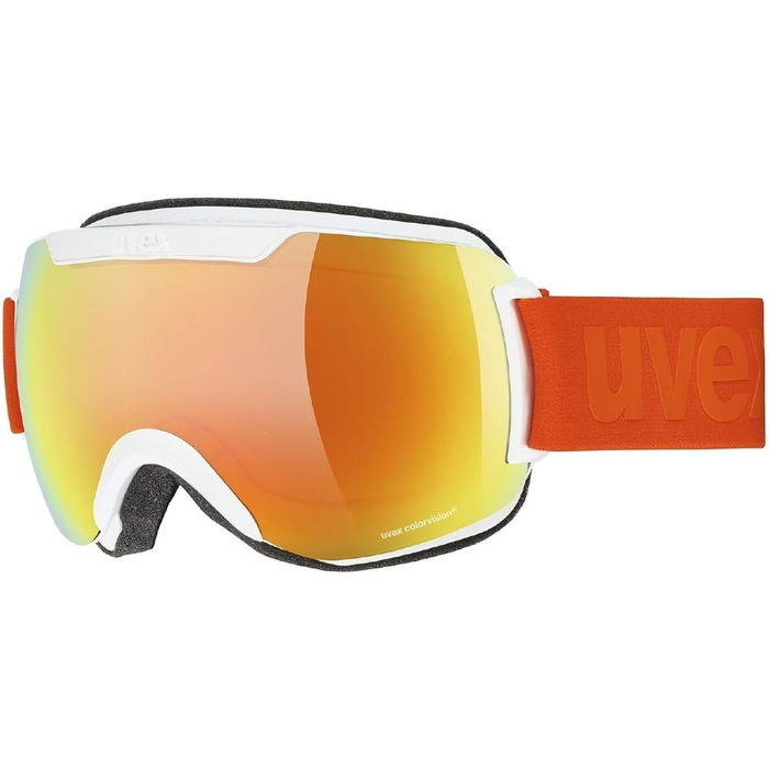 Гірськолижні окуляри Uvex Unisex Downhill 2000 Cv (Упаковка з ук) (One Size, білий килимок/оранжево-зелений)