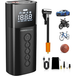Електричний портативний компресор PARKVISION 8000mAh, 150 PSI з LED, для авто, велосипедів, мотоциклів та м'ячів