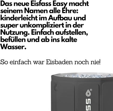 Преміум льодяна ванна Eisfass Easy XL для дому, 250 л, криотерапія, для спортсменів і початківців, Ø80×75 см, нова версія, без аксесуарів