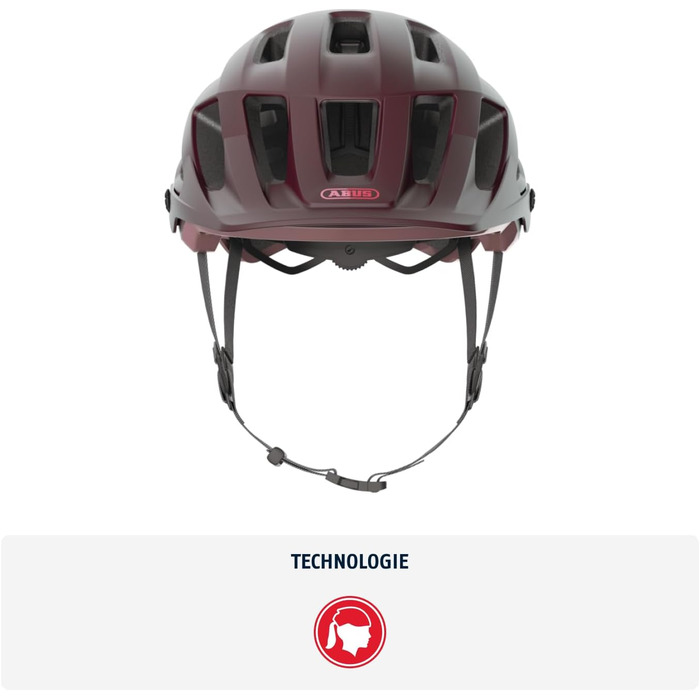 Велошолом ABUS Moventor 2.0 для MTB, універсальний, темно-червоний, розмір L (57-61 см), для жінок і чоловіків, комфортний шолом для гірського велосипеда