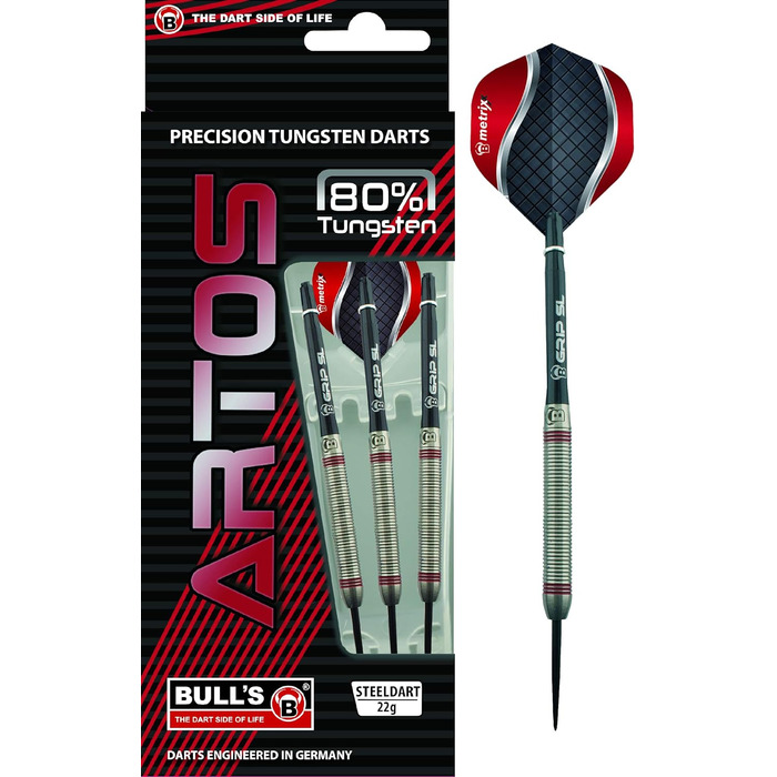 Професійний дартс Artos Steel Dart 80% вольфраму, 3 дротики, м'ятний, червоний, мідний, якісні льотні характеристики