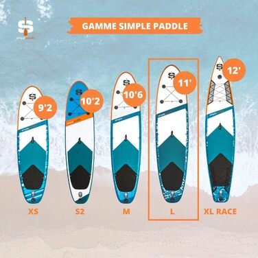 Надувна SUP-дошка SIMPLE PADDLE L 11' (335x81x15 см) комплект: весло, лиш, подвійна помпа, сумка
