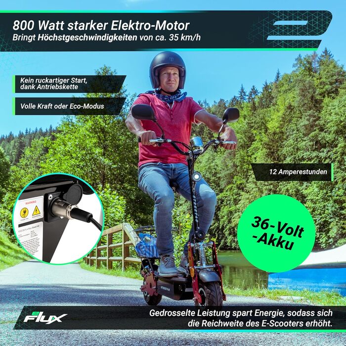 Електросамокат E-Scooter 40, 800 Вт, 30 км запас, вулиця легальна