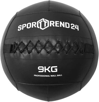 Настінний м'яч Sporttrend 24 3 кг, 4 кг, 5 кг, 6 кг, 7 кг, 8 кг, 9 кг, 10 кг, 12 кг в чорному кольорі Ваговий м'яч, Тренувальний м'яч, Вага, М'яч, М'ячі, Фітнес (чорний, 9 кг)