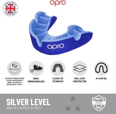 Капа OPRO Silver Level для спорту з чохлом, дорослі та діти