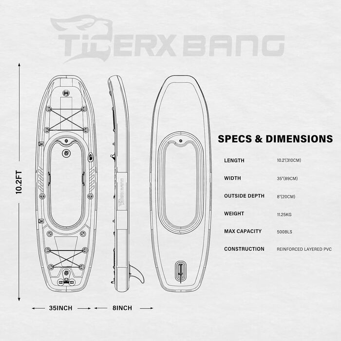 Набір байдарок TIGERXBANG 10.2 з насосом/кермом/рюкзаком для риболовлі/туризму