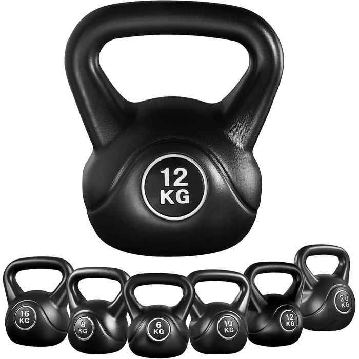 Гиря Yaheetech Kettlebell Sport з пластиковим покриттям 6-20 кг Обважнювачі для махових гантелей Гантель для силових тренувань і кросових тренувань (12,0 кілограмів)