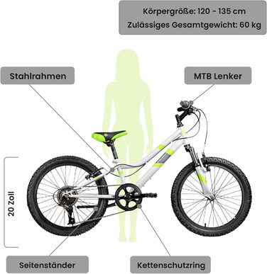 Велосипед Galano 20 7-швидкісний MTB сірий/зелений, 120-135 см