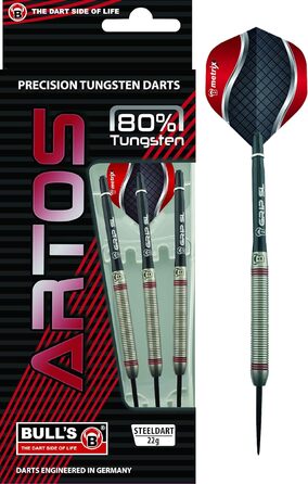 Професійний дартс Artos Steel Dart 80% вольфраму, 3 дротики, м'ятний, червоний, мідний, якісні льотні характеристики