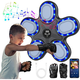 IERAKOR Музична бокс-машина з рукавичками, LED, Bluetooth, 9 швидкостей, 9 режимів, лічильник, електронна розумна бокс-машина для дітей