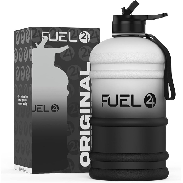 Пляшка Fuel24 - Спорт 2,2л, без БФА (солом'яна кришка, чорна) - 75 символів