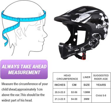 Велосипедний шолом Lixada Дитячий шолом Fullface знімний унісекс 52-56см Дитячий шолом 2-в-1 інтегрований розмір регульований зі знімним захистом підборіддя Шолом Роликові ковзани для велосипедів, скейтбордів (білий)