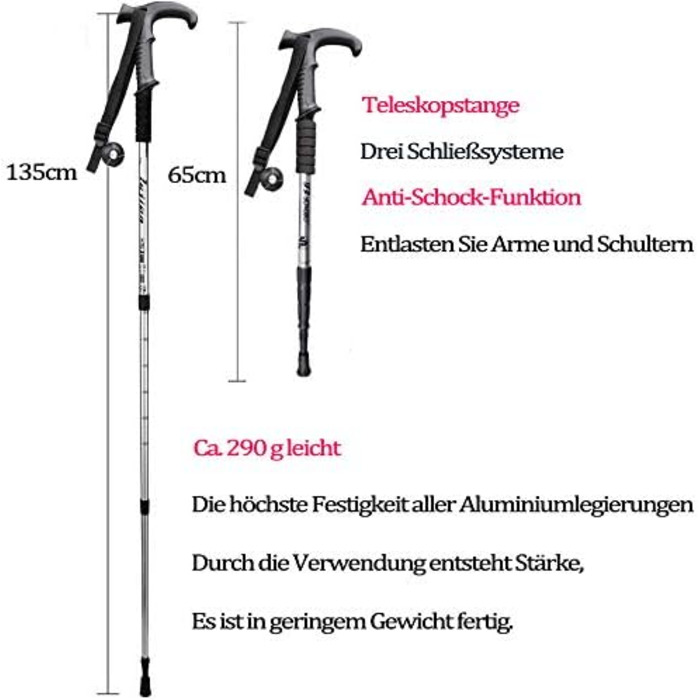 И трекінгові палиці Туристичні палиці з протиударною системою Телескопічні, розбірні, регульовані легкі палиці для ходьби Ультралегкі для походів, кемпінгу, гір, 2 шт.