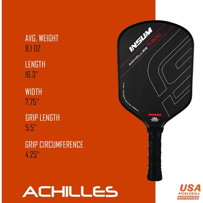 Ракетка для піклболу 16 мм з сумкою 800 Achilles Pickleball Paddle