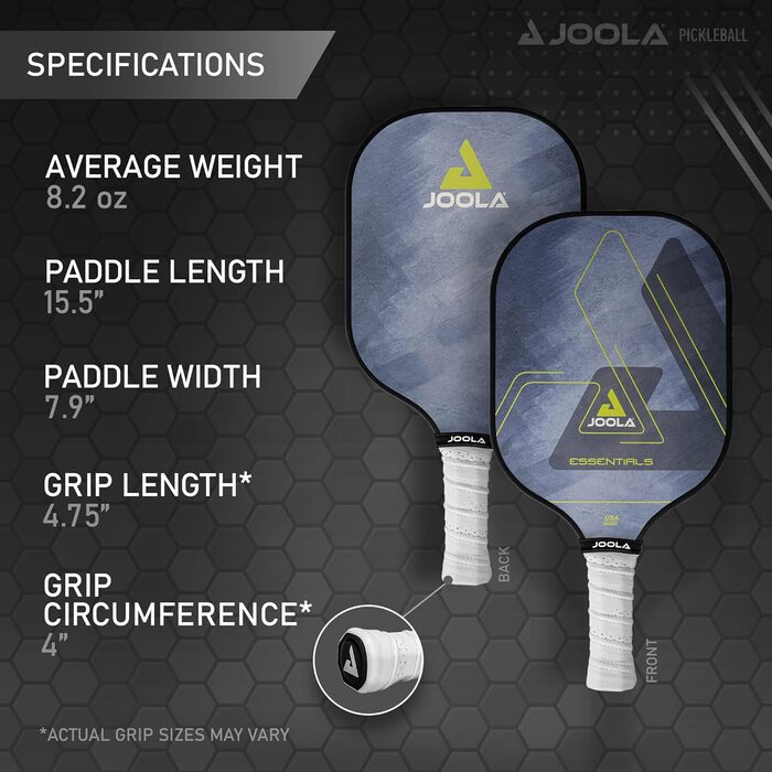 Ракетка для веслування JOOLA Pickleball Essentials зі скловолокнистою поверхнею, полімерним сердечником і сертифікацією USAPA - ідеально підходить для початківців і любителів активного відпочинку One Size Blue