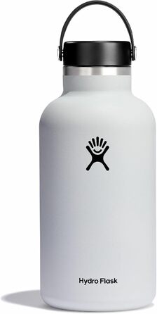 Термобутилка Hydro Flask 1893 мл, вакуумна, сталева, біла, широка горловина, герметична кришка, порошкове покриття