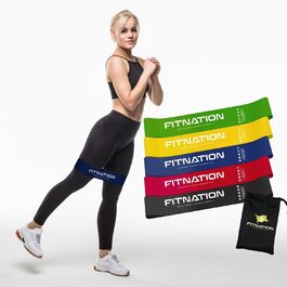 Набір стрічок опору FitNation - 5 пакетних стрічок опору для вправ різних рівнів - Латексні стрічки для вправ для дому, тренажерного залу, пілатесу - Стрічки для тренувань Resistance для чоловіків і жінок з різноманітністю