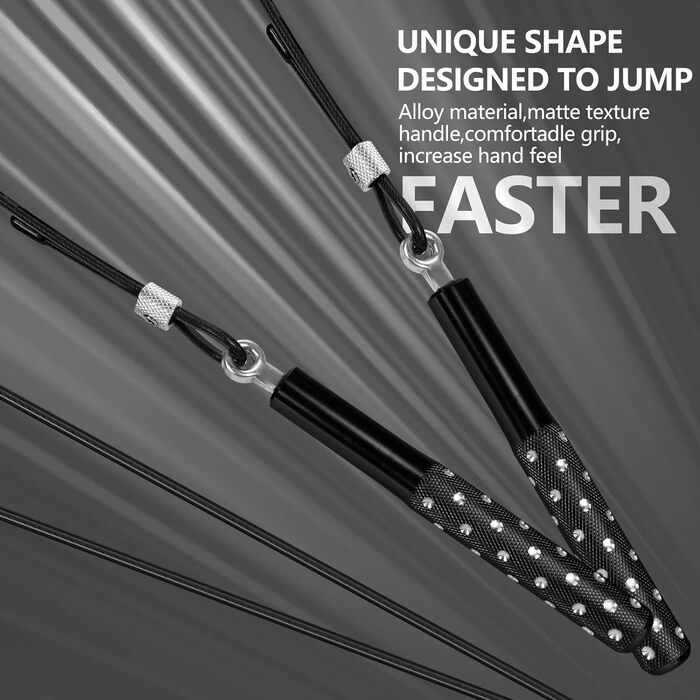 Скакалка, Wastou Speed Jump Rope для фітнес-вправ, регульоване тренування для дорослих Скакалка для чоловіків, жінок, дітей, дівчат (Black-B)