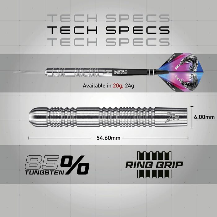 Дротики RED DRAGON Peter Wright Snakebite Euro 11, 20г або 24г, вольфрамові, з оперенням і шафтами