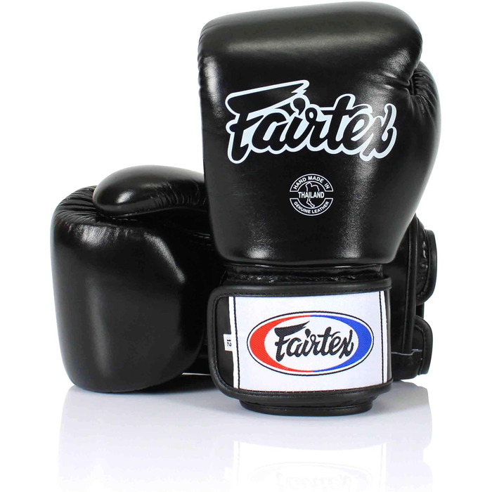 Шкіряні боксерські рукавички Fairtex щільного крою (BGV1) (чорні, 14 унцій)