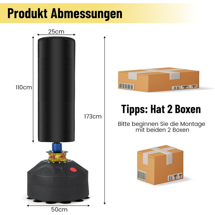 Окремо стояча боксерська груша COSTWAY, боксерська груша стоячи 173 см/175 см з боксерськими рукавичками та присосною ногою, боксерська груша для боксу ММА для дітей дорослих