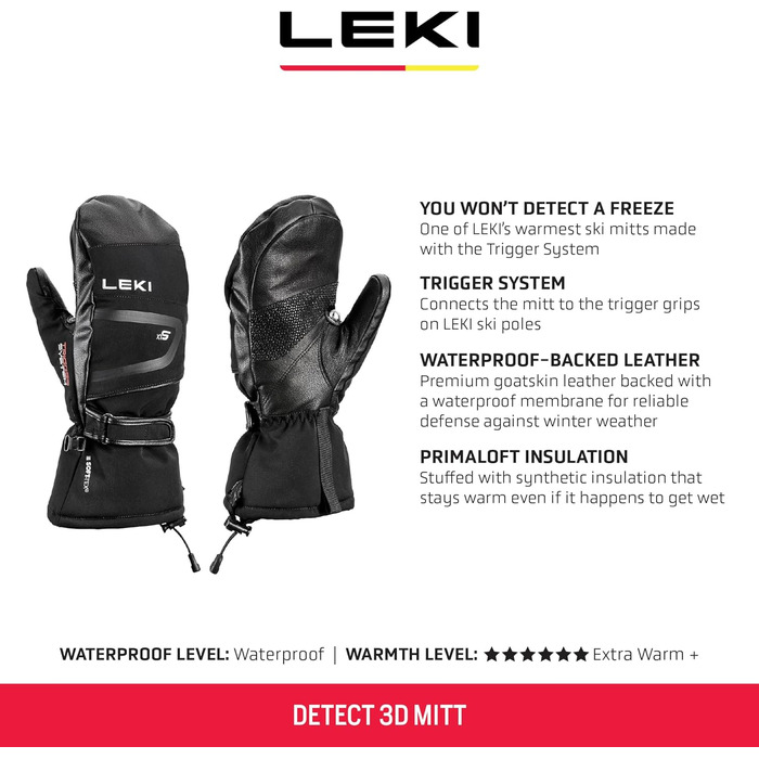 Рукавички LEKI Detect XT 3D чорні EU 9