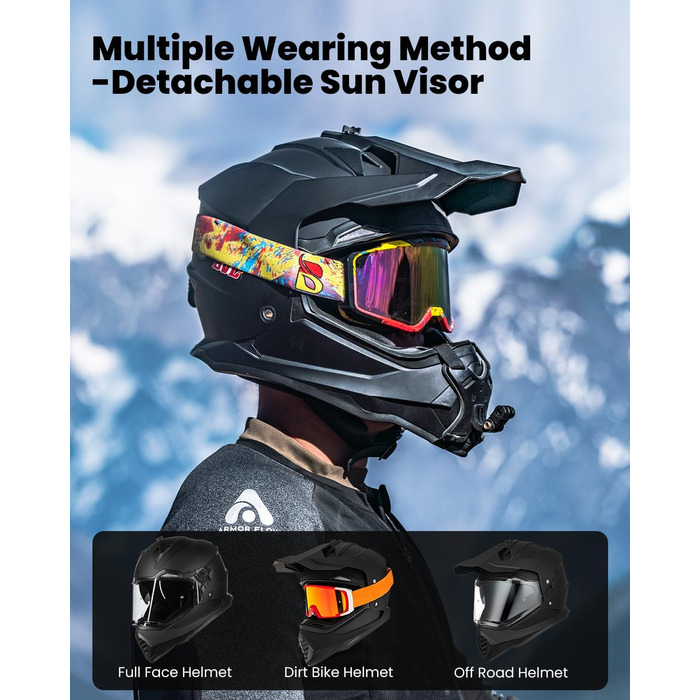 Мотошолом ILM Dual Sport Adventure з сонцезахисним козирком, сумісний з Pinlock, ECE, для мотокросу, квадроцикла, оффроуд WS902
