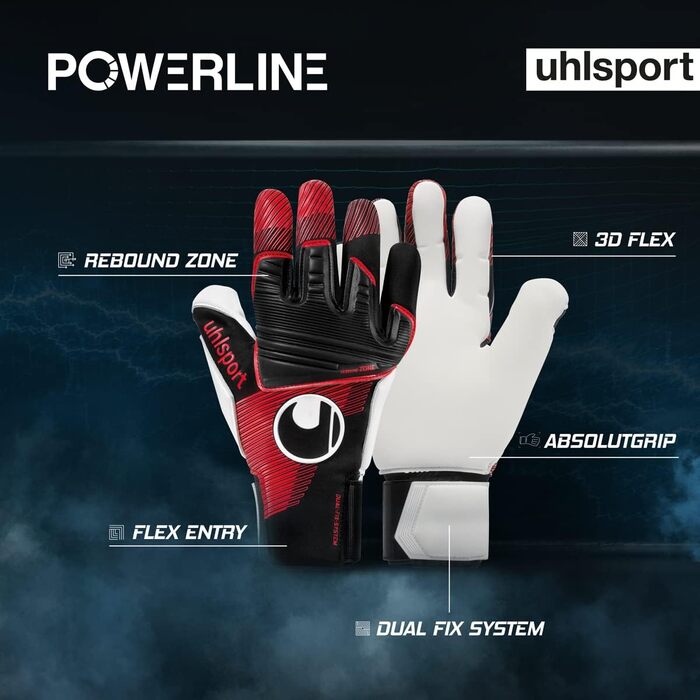 Рукавички воротаря uhlsport Unisex Youth Powerline Absolute Grip Reflex (10.5, чорний/червоний/білий)