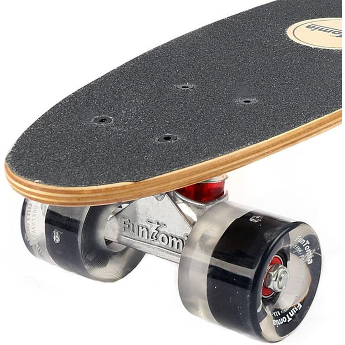 Скейтборд FunTomia Mini-Board Cruiser 57см виготовлений з 7-шарового дерева канадського клена, в т.ч. Mach1 ABEC-9 Кульковий підшипник Білий череп / з чорними світлодіодними колесами