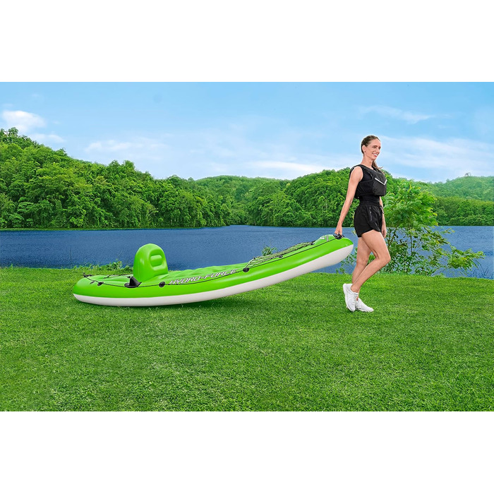 Надувний каяк Bestway Hydro-Force Koracle для риболовлі, комплект: ручний насос, весло, сумка, 1-місний човен, різні стилі