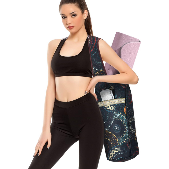 Для жінок, Yoga Mat Tote Bag, вміщує більше аксесуарів для йоги, підходить для більшості килимків Сумка для йоги в стилі бохо одного розміру