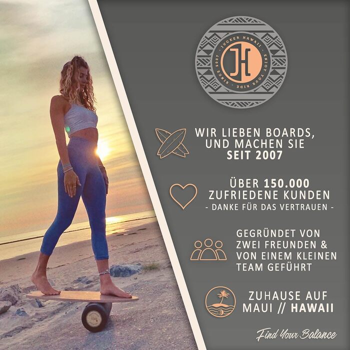Балансборд JUCKER HAWAII Trick & Surf, 100% натуральне дерево, антиковзка поверхня