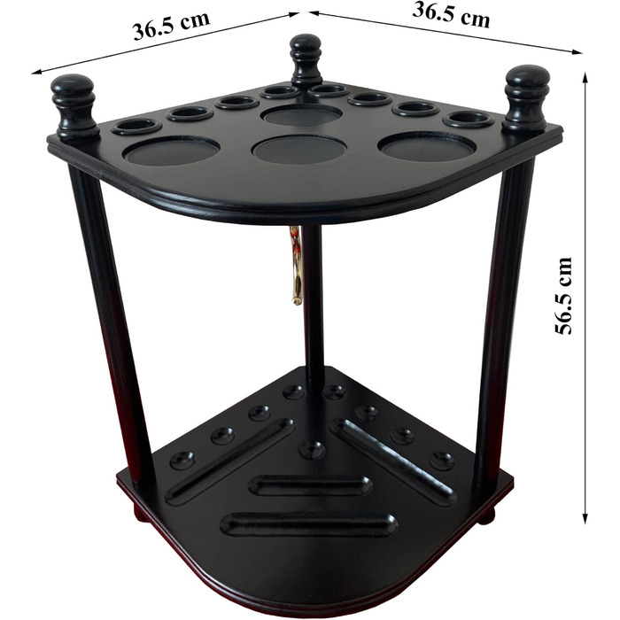 Підставка для більярдного кия на 8 київ та аксесуари для більярду 100 тверда дерев'яна кутова підставка включає тримач для кульок, гачок, лише підставку для кия, чорну